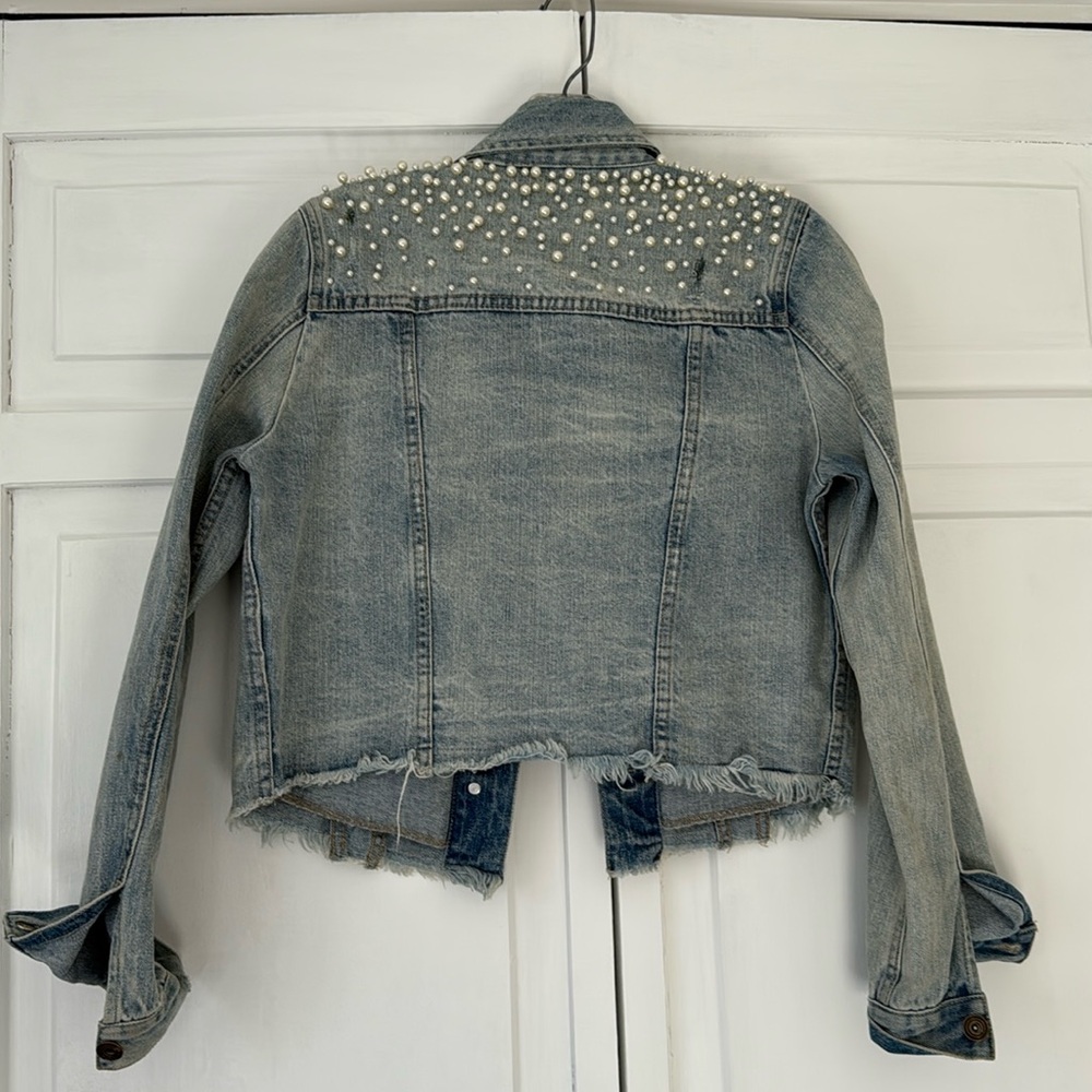 Pearl studded denim jacket